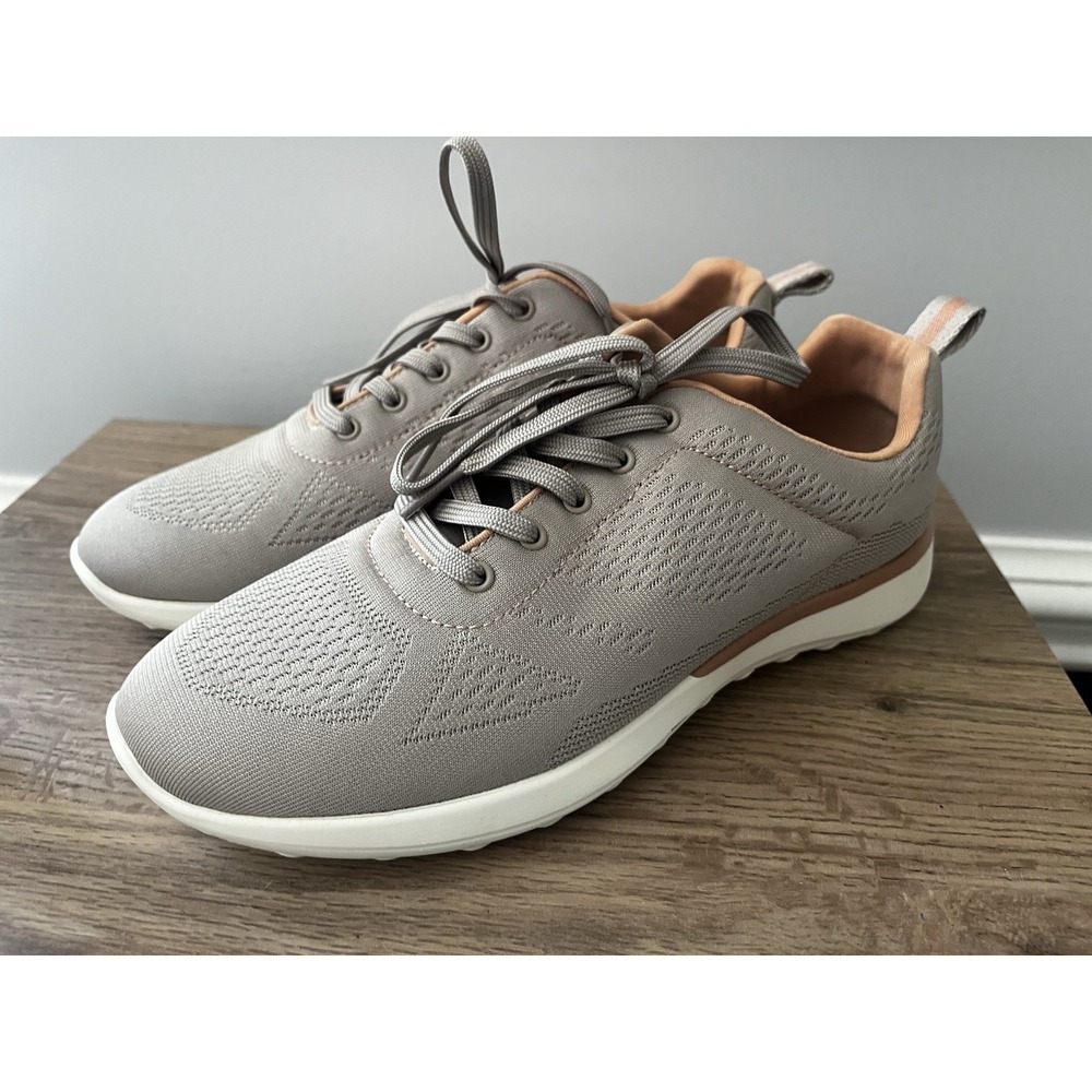 Women's 8.5 Baretraps Lace Up Gray Beige Sneakers Shoes Breathable W1‎